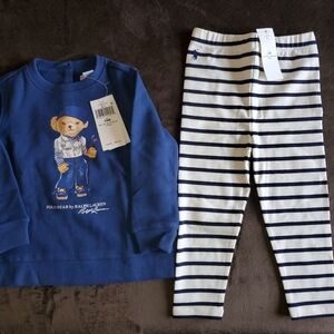 Ralph Lauren Striped Leggings and Bear Sweater Set